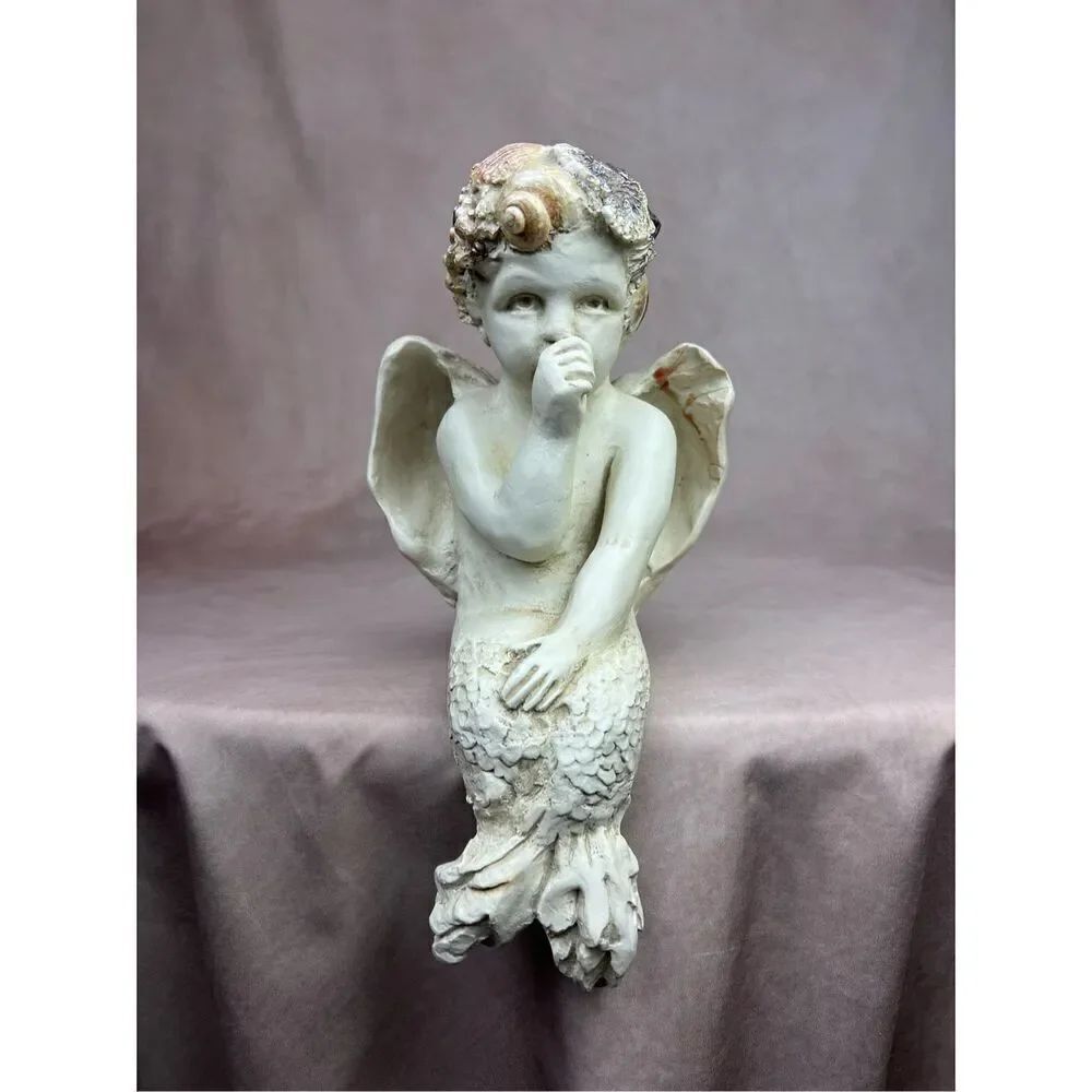 Vintage R. Shipman 1999 Angel Mermaid Seashells Shelf Sitter Statue READ
